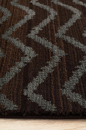 Moroccan Chevron Design Rug Brown Grey - Floorsome - Modern