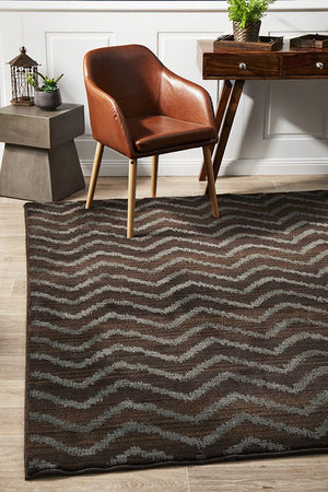 Moroccan Chevron Design Rug Brown Grey - Floorsome - Modern