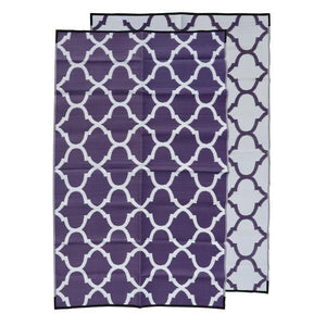 MOROCCAN Recycled Plastic Mat, AUBERGINE & White 1.8 x 2.7m - Floorsome - Outdoor Rugs