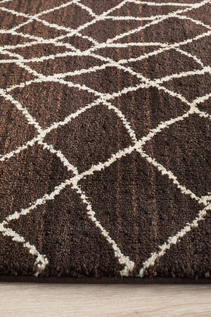 Moroccan Web Design Rug Chocolate - Floorsome - Modern