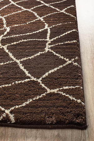 Moroccan Web Design Rug Chocolate - Floorsome - Modern