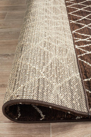 Moroccan Web Design Rug Chocolate - Floorsome - Modern