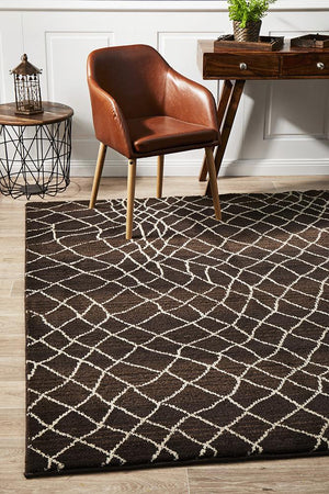 Moroccan Web Design Rug Chocolate - Floorsome - Modern