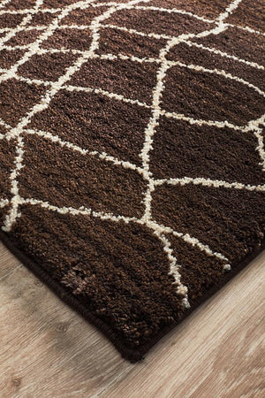 Moroccan Web Design Rug Chocolate - Floorsome - Modern