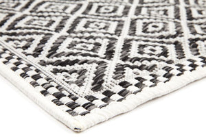 Moti Black And White Diamond Polypropylene Outdoor Rug - Floorsome - Outdoor Rugs