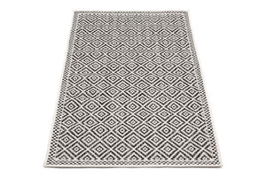 Moti Black And White Diamond Polypropylene Outdoor Rug - Floorsome - Outdoor Rugs