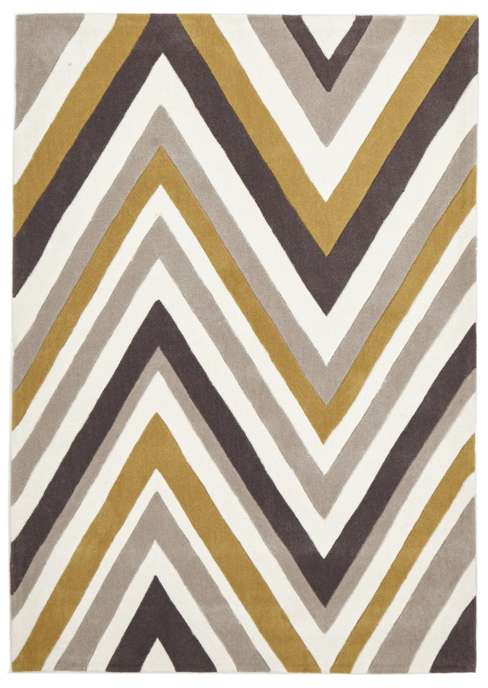 Multi Chevron Rug Yellow Brown