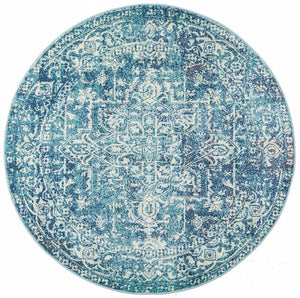 Muse Blue Transitional Round Rug - Floorsome - Modern