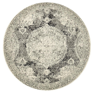 Museum 862 Charcoal Round Rug - Floorsome - 