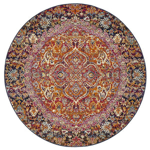 Museum 867 Multi Coloured Round Rug - Floorsome - 