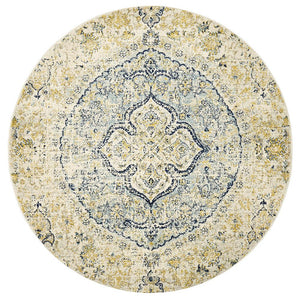 Museum 867 Sky Blue Round Rug - Floorsome - 