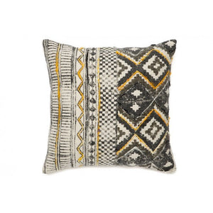 Nigella White and Black and Yellow Indoor Cushion - Floorsome - Cushions