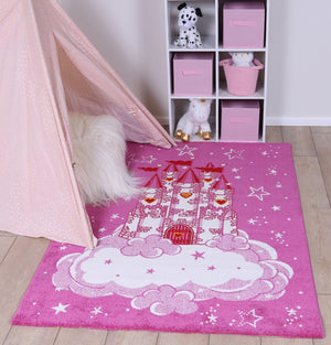 Nova Pink Castle Rug - Floorsome - Kids