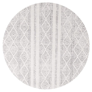 Oasis 450 White And Grey Tribal Round Rug - Floorsome - Modern