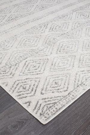 Oasis 450 White And Grey Tribal Rug - Floorsome - Modern