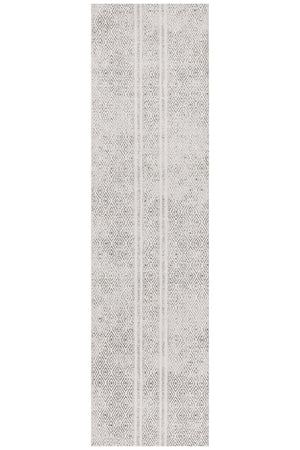 Oasis 450 White And Grey Tribal Runner Rug - Floorsome - Modern