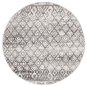 Oasis 451 Dark Grey Tribal Round Rug - Floorsome - Modern