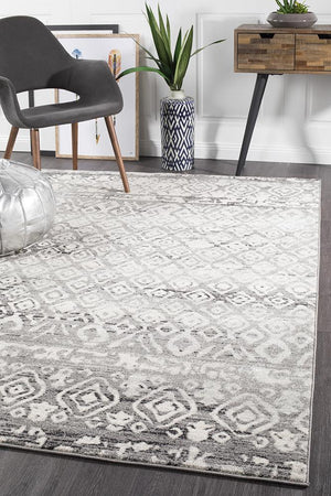 Oasis 451 Dark Grey Tribal Rug - Floorsome - Modern