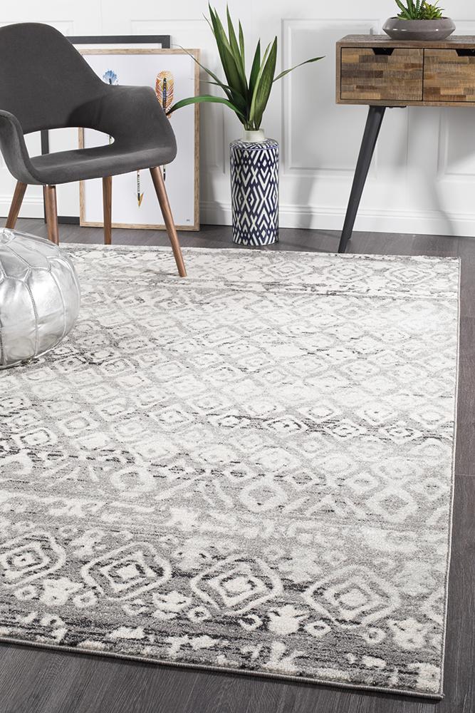 Oasis 451 Dark Grey Tribal Rug