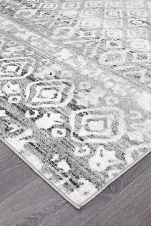 Oasis 451 Dark Grey Tribal Runner Rug - Floorsome - Modern