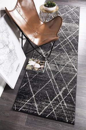 Oasis 452 Charcoal Contemporary Runner Rug - Floorsome - Modern
