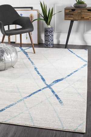 Oasis 452 White Blue Contemporary Rug - Floorsome - Modern