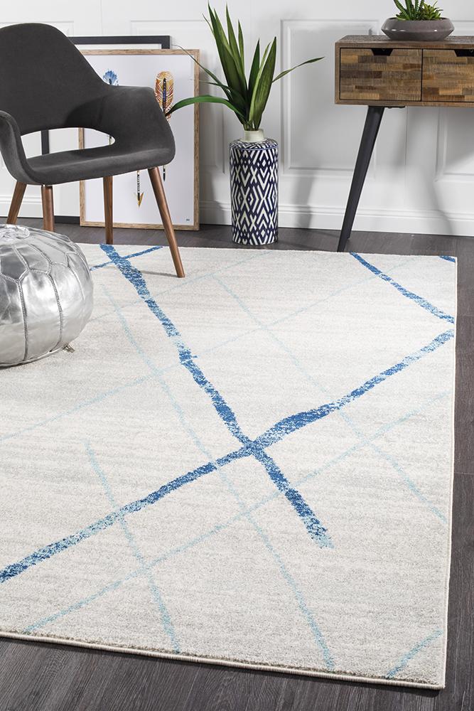 Oasis 452 White Blue Contemporary Rug