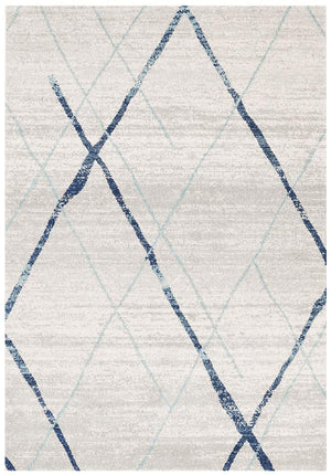 Oasis 452 White Blue Contemporary Rug - Floorsome - Modern