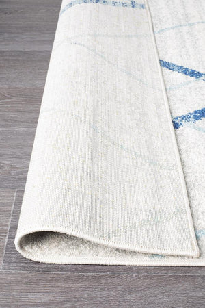 Oasis 452 White Blue Contemporary Runner Rug - Floorsome - Modern