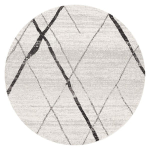 Oasis 452 White Grey Contemporary Round Rug - Floorsome - Modern