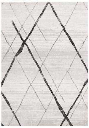 Oasis 452 White Grey Contemporary Rug - Floorsome - Modern