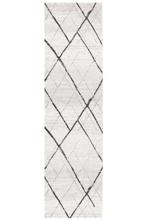 Oasis 452 White Grey Contemporary Runner Rug - Floorsome - Modern