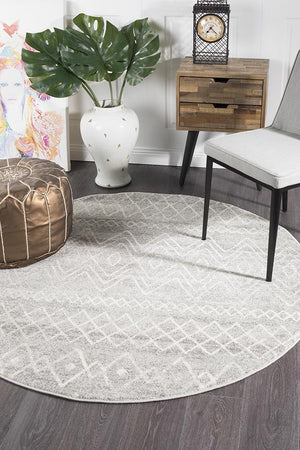 Oasis 453 Grey Rustic Tribal Round Rug - Floorsome - Modern