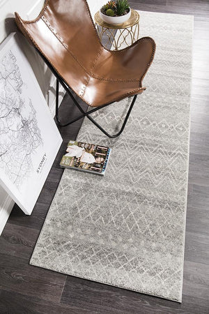 Oasis 453 Grey Rustic Tribal Runner Rug - Floorsome - Modern