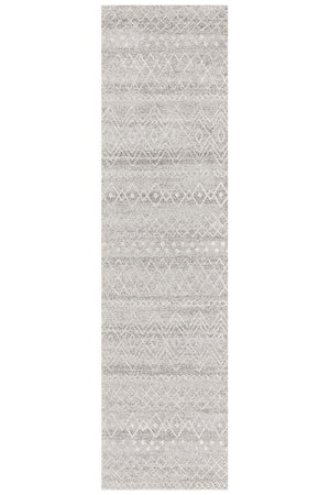 Oasis 453 Grey Rustic Tribal Runner Rug - Floorsome - Modern