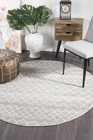 Oasis 454 Silver Tribal Round Rug - Floorsome - Modern