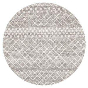 Oasis 454 Silver Tribal Round Rug - Floorsome - Modern