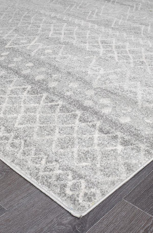 Oasis 454 Silver Tribal Runner Rug - Floorsome - Modern