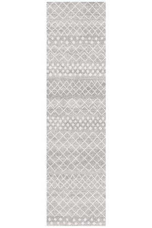 Oasis 454 Silver Tribal Runner Rug - Floorsome - Modern