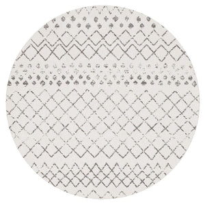 Oasis 454 White Grey Tribal Round Rug - Floorsome - Modern