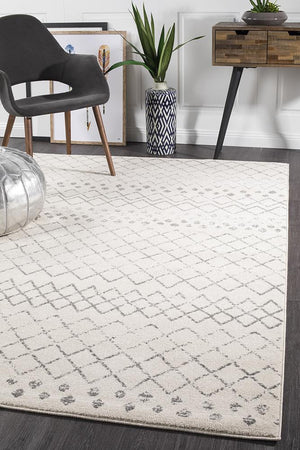 Oasis 454 White Grey Tribal Rug - Floorsome - Modern