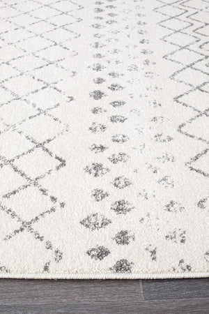 Oasis 454 White Grey Tribal Rug - Floorsome - Modern