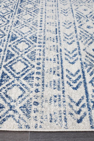 Oasis 456 White Blue Rustic Rug - Floorsome - Modern