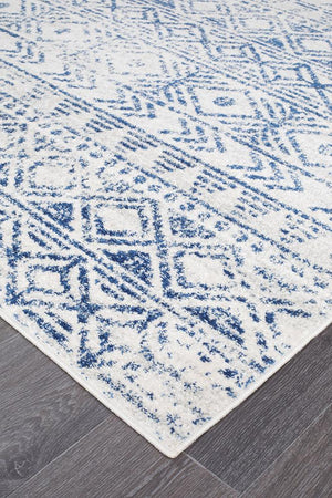 Oasis 456 White Blue Rustic Rug - Floorsome - Modern