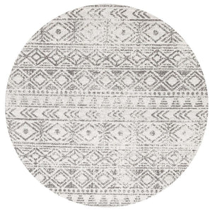 Oasis 456 White Grey Rustic Round Rug - Floorsome - Modern