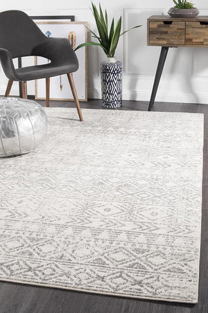 Oasis 456 White Grey Rustic Rug - Floorsome - Modern