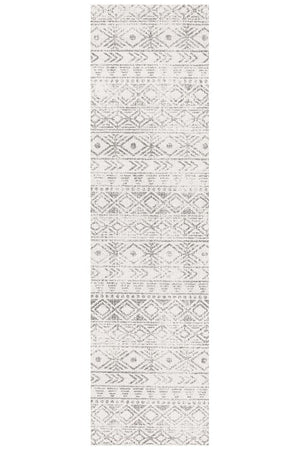 Oasis 456 White Grey Rustic Runner Rug - Floorsome - Modern