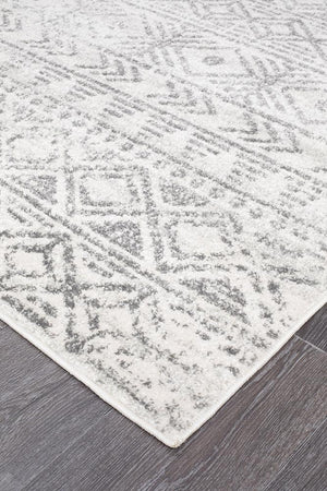 Oasis 456 White Grey Rustic Runner Rug - Floorsome - Modern