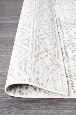 Oasis 456 White Grey Rustic Runner Rug - Floorsome - Modern