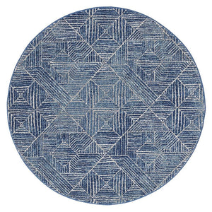 Oasis 457 Contemporary Navy Round Rug - Floorsome - Modern